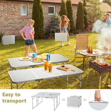 4ft Silver Outdoor Folding Table, Aluminum Alloy Rectangular 30kg, Three Fold Tabletop