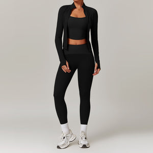 European And American Leisure Long Sleeve Yoga Suit Slimming High Waist