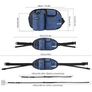 Dog Training Leash Waist Bag Hands-Free Outdoor Pet Running Walking Leash Portable Dog Food Water Cup Storage Bags
