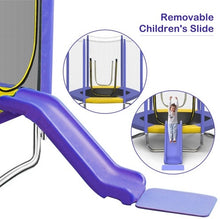 7FT Trampoline For Kids With Safety Enclosure Net, Slide And Ladder, Easy Assembly Round Outdoor Recreational Trampoline