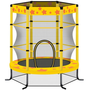55 Inch Kids Trampoline With Safety Enclosure Net, 4.5FT Outdoor Indoor Trampoline For Kids Purple