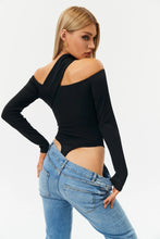 2023 Autumn Fashion Sexy Exposed Shoulder Long Sleeves, Low -cut Hollow Pure Color Slim Body Jacket