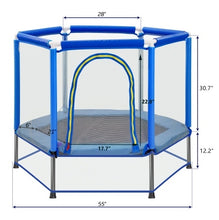 55'' Toddlers Trampoline With Safety Enclosure Net And Balls, Indoor Outdoor Mini Trampoline For Kids