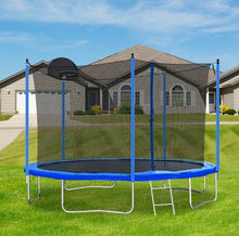 12FT Trampoline For Adults   Kids With Basketball Hoop, Outdoor Trampolines W Ladder And Safety Enclosure Net For Kids And Adults