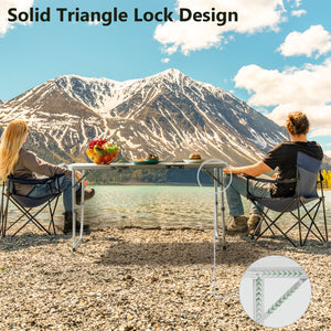 4ft Silver Outdoor Folding Table, Aluminum Alloy Rectangular 30kg, Three Fold Tabletop