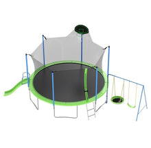 12FT Trampoline With Slide And Swings, ASTM Approved Large Recreational Trampoline With Basketball Hoop And Ladder,Outdoor Backyard Trampoline With Net, Capacity For Kids And Adults