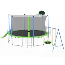 12FT Trampoline With Slide And Swings, ASTM Approved Large Recreational Trampoline With Basketball Hoop And Ladder,Outdoor Backyard Trampoline With Net, Capacity For Kids And Adults