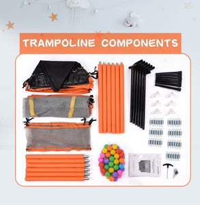 55'' Toddlers Trampoline With Safety Enclosure Net And Balls, Indoor Outdoor Mini Trampoline For Kids