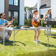 4ft Silver Outdoor Folding Table, Aluminum Alloy Rectangular 30kg, Three Fold Tabletop