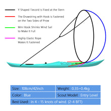 108 cm foldable transparent window canoe sail and storage bag blue and white proofing
