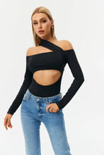 2023 Autumn Fashion Sexy Exposed Shoulder Long Sleeves, Low -cut Hollow Pure Color Slim Body Jacket