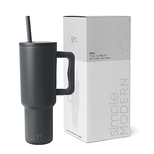 Simple Modern 40 oz Tumbler with Handle and Straw Lid | Insulated Cup Reusable Stainless Steel Water Bottle Travel Mug Cupholder Friendly | Gifts for Women Men Him Her | Trek Collection | Almond Birch