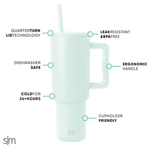 Simple Modern 40 oz Tumbler with Handle and Straw Lid | Insulated Cup Reusable Stainless Steel Water Bottle Travel Mug Cupholder Friendly | Gifts for Women Men Him Her | Trek Collection | Almond Birch