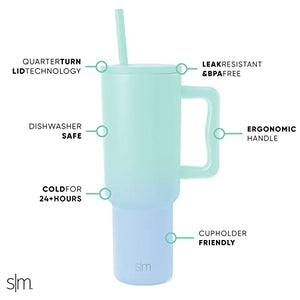 Simple Modern 40 oz Tumbler with Handle and Straw Lid | Insulated Cup Reusable Stainless Steel Water Bottle Travel Mug Cupholder Friendly | Gifts for Women Men Him Her | Trek Collection | Almond Birch