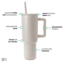 Simple Modern 40 oz Tumbler with Handle and Straw Lid | Insulated Cup Reusable Stainless Steel Water Bottle Travel Mug Cupholder Friendly | Gifts for Women Men Him Her | Trek Collection | Almond Birch