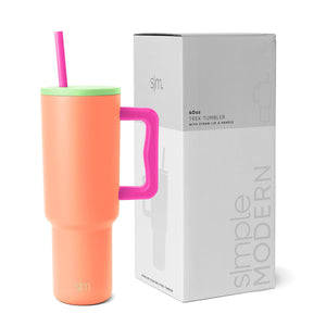 Simple Modern 40 oz Tumbler with Handle and Straw Lid | Insulated Cup Reusable Stainless Steel Water Bottle Travel Mug Cupholder Friendly | Gifts for Women Men Him Her | Trek Collection | Almond Birch