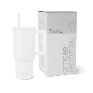 Simple Modern 40 oz Tumbler with Handle and Straw Lid | Insulated Cup Reusable Stainless Steel Water Bottle Travel Mug Cupholder Friendly | Gifts for Women Men Him Her | Trek Collection | Almond Birch