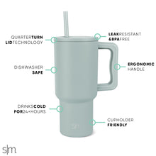 Simple Modern 40 oz Tumbler with Handle and Straw Lid | Insulated Cup Reusable Stainless Steel Water Bottle Travel Mug Cupholder Friendly | Gifts for Women Men Him Her | Trek Collection | Almond Birch