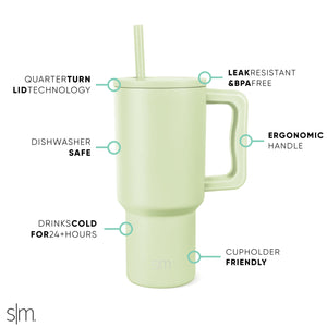 Simple Modern 40 oz Tumbler with Handle and Straw Lid | Insulated Cup Reusable Stainless Steel Water Bottle Travel Mug Cupholder Friendly | Gifts for Women Men Him Her | Trek Collection | Almond Birch