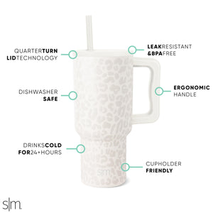 Simple Modern 40 oz Tumbler with Handle and Straw Lid | Insulated Cup Reusable Stainless Steel Water Bottle Travel Mug Cupholder Friendly | Gifts for Women Men Him Her | Trek Collection | Almond Birch