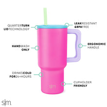Simple Modern 40 oz Tumbler with Handle and Straw Lid | Insulated Cup Reusable Stainless Steel Water Bottle Travel Mug Cupholder Friendly | Gifts for Women Men Him Her | Trek Collection | Almond Birch