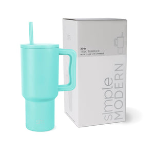 Simple Modern 40 oz Tumbler with Handle and Straw Lid | Insulated Cup Reusable Stainless Steel Water Bottle Travel Mug Cupholder Friendly | Gifts for Women Men Him Her | Trek Collection | Almond Birch