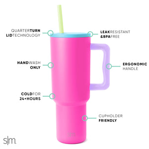 Simple Modern 40 oz Tumbler with Handle and Straw Lid | Insulated Cup Reusable Stainless Steel Water Bottle Travel Mug Cupholder Friendly | Gifts for Women Men Him Her | Trek Collection | Almond Birch