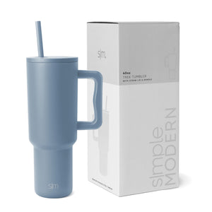 Simple Modern 40 oz Tumbler with Handle and Straw Lid | Insulated Cup Reusable Stainless Steel Water Bottle Travel Mug Cupholder Friendly | Gifts for Women Men Him Her | Trek Collection | Almond Birch