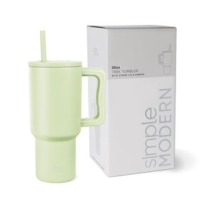 Simple Modern 40 oz Tumbler with Handle and Straw Lid | Insulated Cup Reusable Stainless Steel Water Bottle Travel Mug Cupholder Friendly | Gifts for Women Men Him Her | Trek Collection | Almond Birch