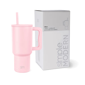 Simple Modern 40 oz Tumbler with Handle and Straw Lid | Insulated Cup Reusable Stainless Steel Water Bottle Travel Mug Cupholder Friendly | Gifts for Women Men Him Her | Trek Collection | Almond Birch