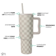 Simple Modern 40 oz Tumbler with Handle and Straw Lid | Insulated Cup Reusable Stainless Steel Water Bottle Travel Mug Cupholder Friendly | Gifts for Women Men Him Her | Trek Collection | Almond Birch