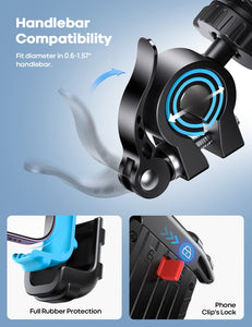 Lamicall Bike Phone Holder, Motorcycle Phone Mount - Motorcycle Handlebar Cell Phone Clamp, Scooter Phone Clip for iPhone 15 Pro Max/Plus, 14 Pro Max, S9, S10 and More 4.7" to 6.8" Smartphones