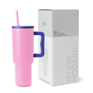 Simple Modern 40 oz Tumbler with Handle and Straw Lid | Insulated Cup Reusable Stainless Steel Water Bottle Travel Mug Cupholder Friendly | Gifts for Women Men Him Her | Trek Collection | Almond Birch