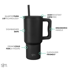 Simple Modern 40 oz Tumbler with Handle and Straw Lid | Insulated Cup Reusable Stainless Steel Water Bottle Travel Mug Cupholder Friendly | Gifts for Women Men Him Her | Trek Collection | Almond Birch